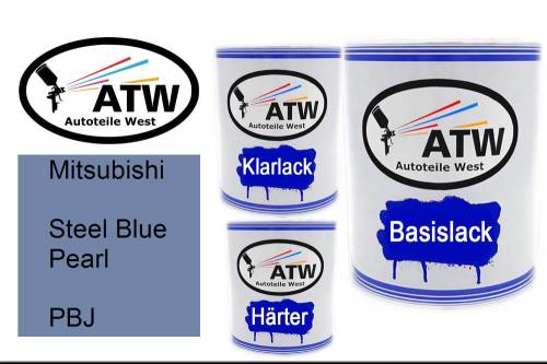 Mitsubishi, Steel Blue Pearl, PBJ: 1L Lackdose + 1L Klarlack + 500ml Härter - Set, von ATW Autoteile West.